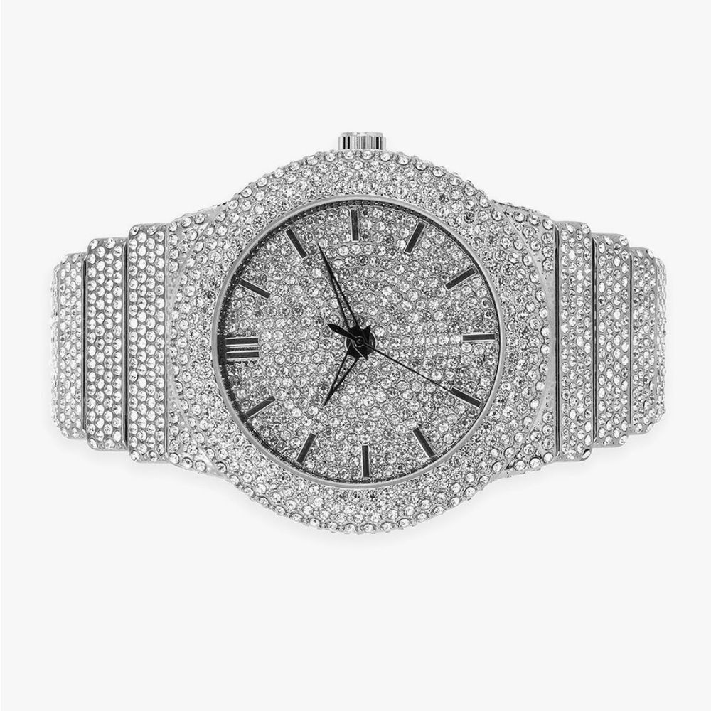 VVS Bustdown Simulated Diamond Stainless Steel Iced Out Luxury Hip Hop Watch